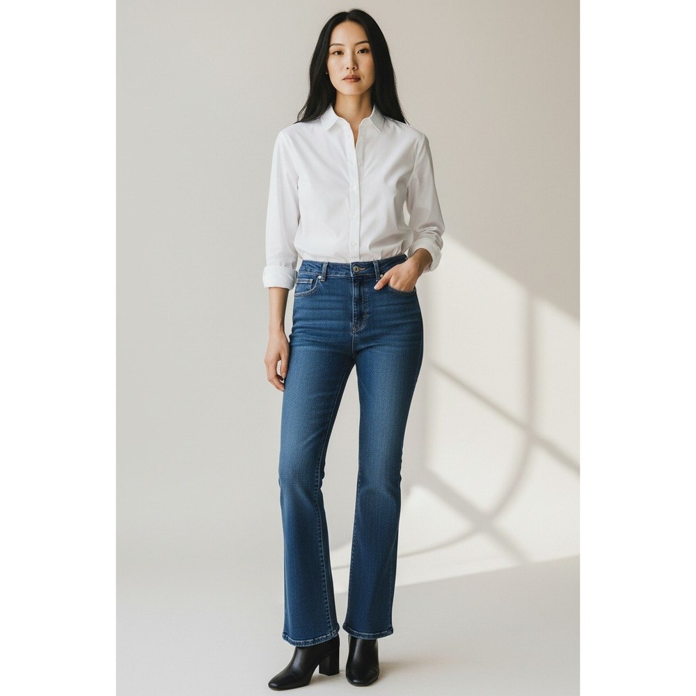 SPANX SPANXsculpt ReDefine Blue Flare Jeans 21270T High Rise Stretch Tall‎ Denim